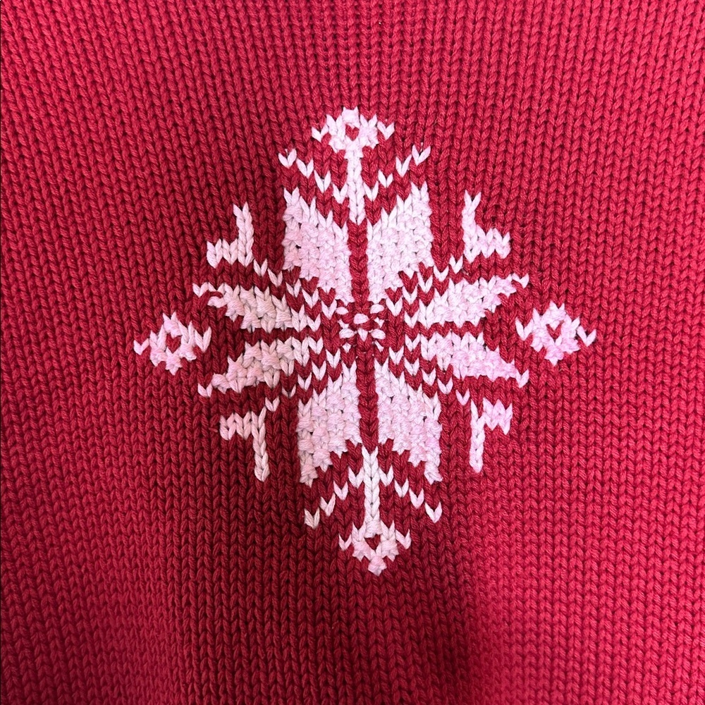 Vintage Ralph Lauren Sweater Snowflake Turtleneck Hand Knit Cotton Womens Large - Picture 8 of 11